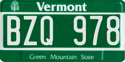 VT license plate BZQ978