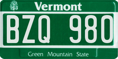 VT license plate BZQ980