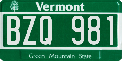VT license plate BZQ981