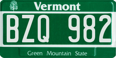 VT license plate BZQ982