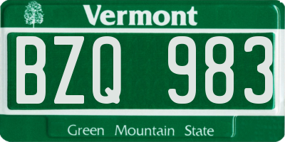 VT license plate BZQ983