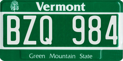 VT license plate BZQ984