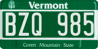VT license plate BZQ985