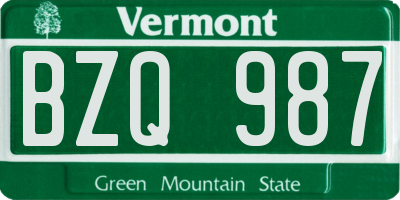 VT license plate BZQ987
