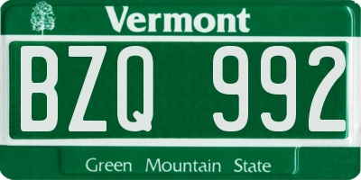VT license plate BZQ992