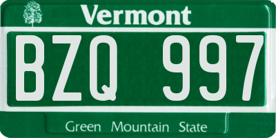 VT license plate BZQ997