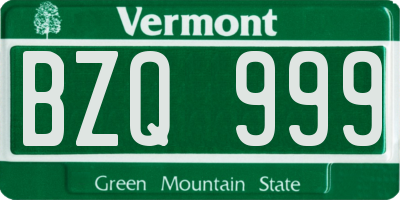 VT license plate BZQ999
