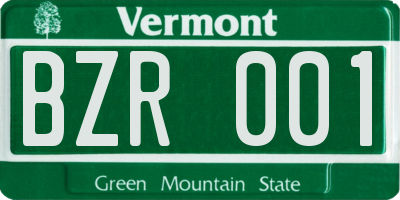VT license plate BZR001