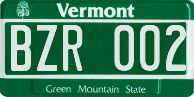 VT license plate BZR002