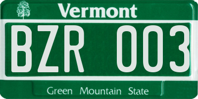 VT license plate BZR003