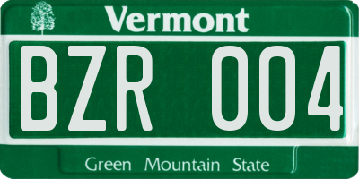 VT license plate BZR004