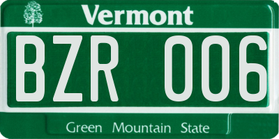 VT license plate BZR006