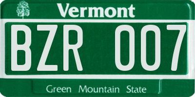 VT license plate BZR007