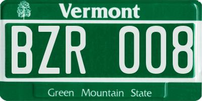 VT license plate BZR008