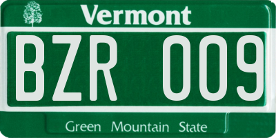 VT license plate BZR009