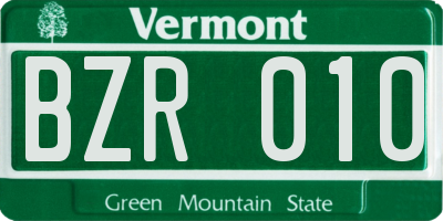 VT license plate BZR010