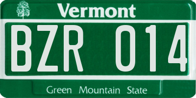 VT license plate BZR014