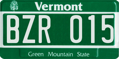 VT license plate BZR015