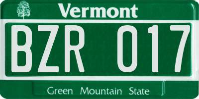 VT license plate BZR017