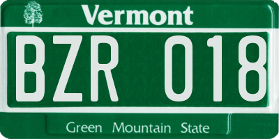 VT license plate BZR018