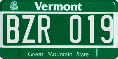 VT license plate BZR019