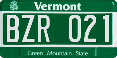 VT license plate BZR021