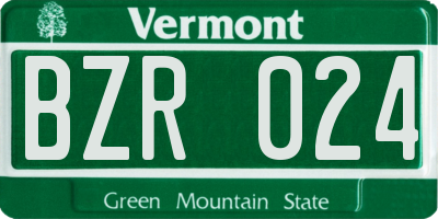 VT license plate BZR024