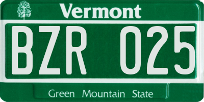 VT license plate BZR025