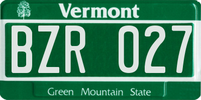 VT license plate BZR027