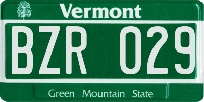 VT license plate BZR029