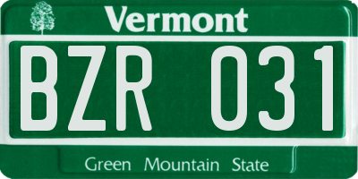 VT license plate BZR031