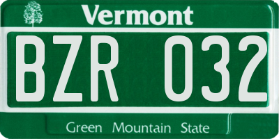 VT license plate BZR032