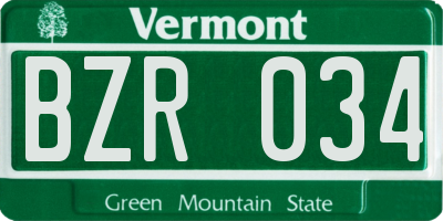VT license plate BZR034