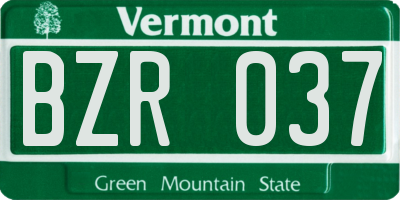 VT license plate BZR037