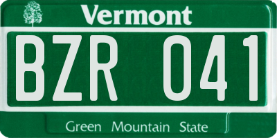 VT license plate BZR041