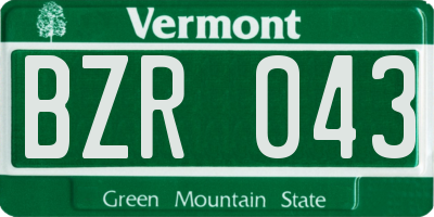 VT license plate BZR043