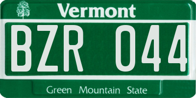 VT license plate BZR044