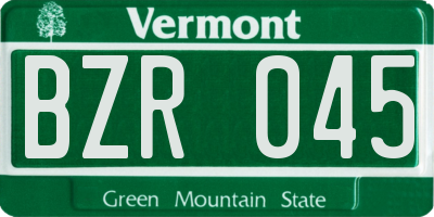 VT license plate BZR045