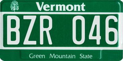 VT license plate BZR046