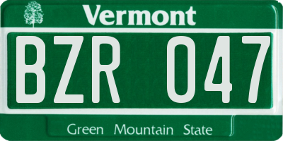 VT license plate BZR047
