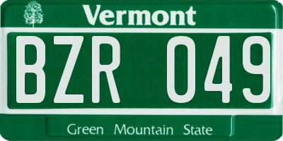 VT license plate BZR049
