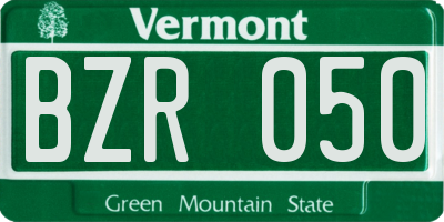 VT license plate BZR050