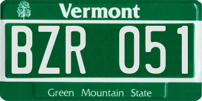 VT license plate BZR051