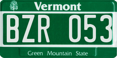 VT license plate BZR053