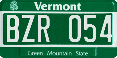 VT license plate BZR054