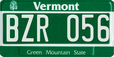 VT license plate BZR056