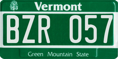 VT license plate BZR057