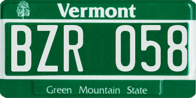 VT license plate BZR058