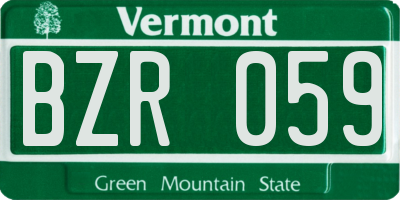 VT license plate BZR059