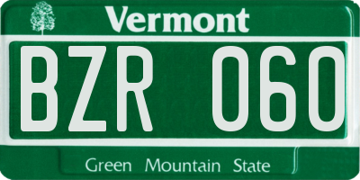 VT license plate BZR060
